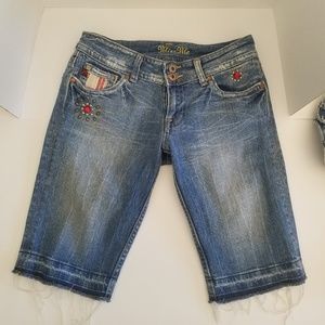 MissMe Bermuda Red Plaid Denim Shorts Size 27